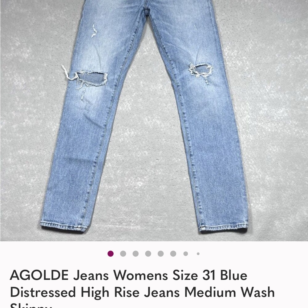 AGOLDE High Rise Distressed Blue Jeans